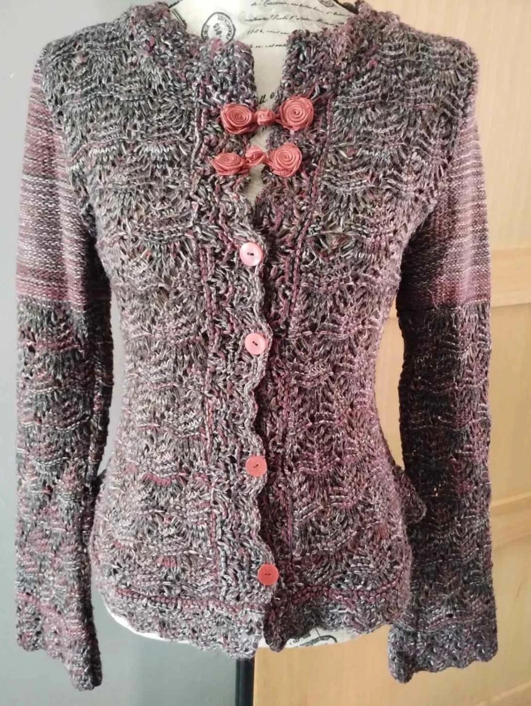 Cardigan, tom violeta, botões originais, T40 – photo 2
